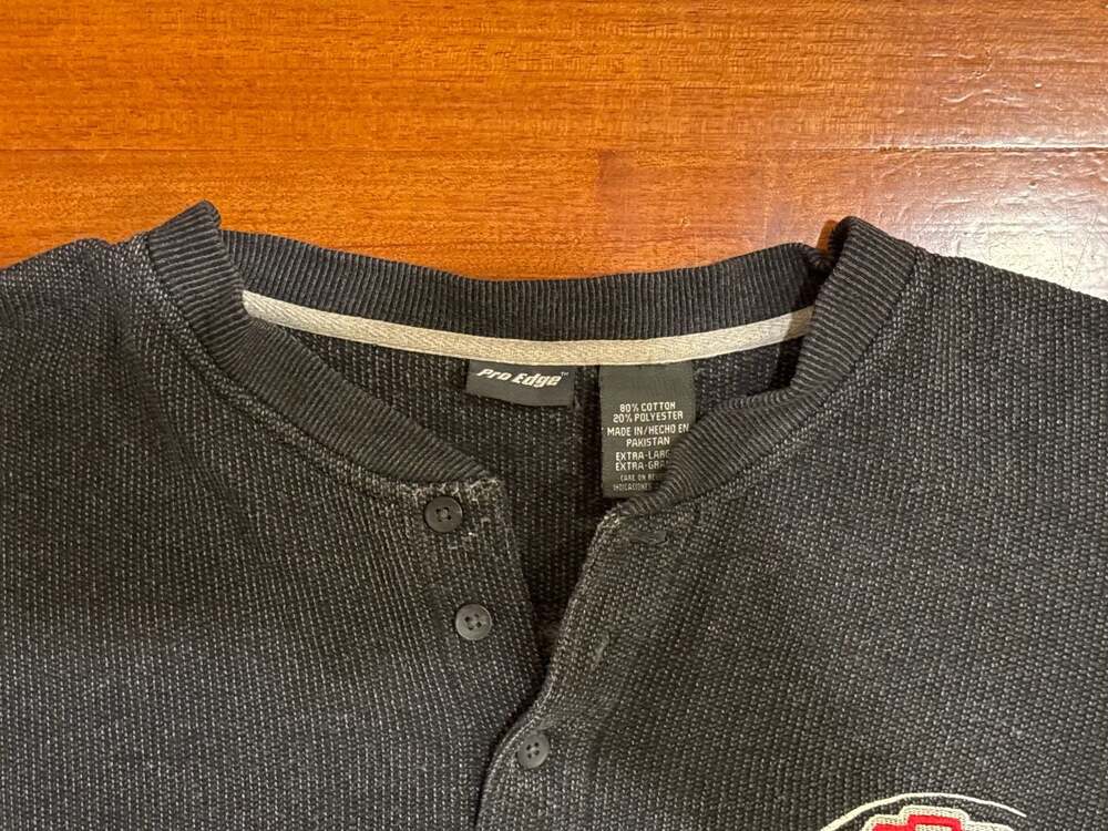 Vintage Pro Edge Chevrolet Racing Embroidered Waffle Knit Henley Long Sleeve XL - Picture 3 of 7